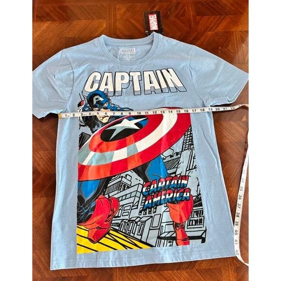 Marvel Captain America Graphic T-Shirt Blue Men’s Medium NWT Superhero Tee - Picture 4 of 10